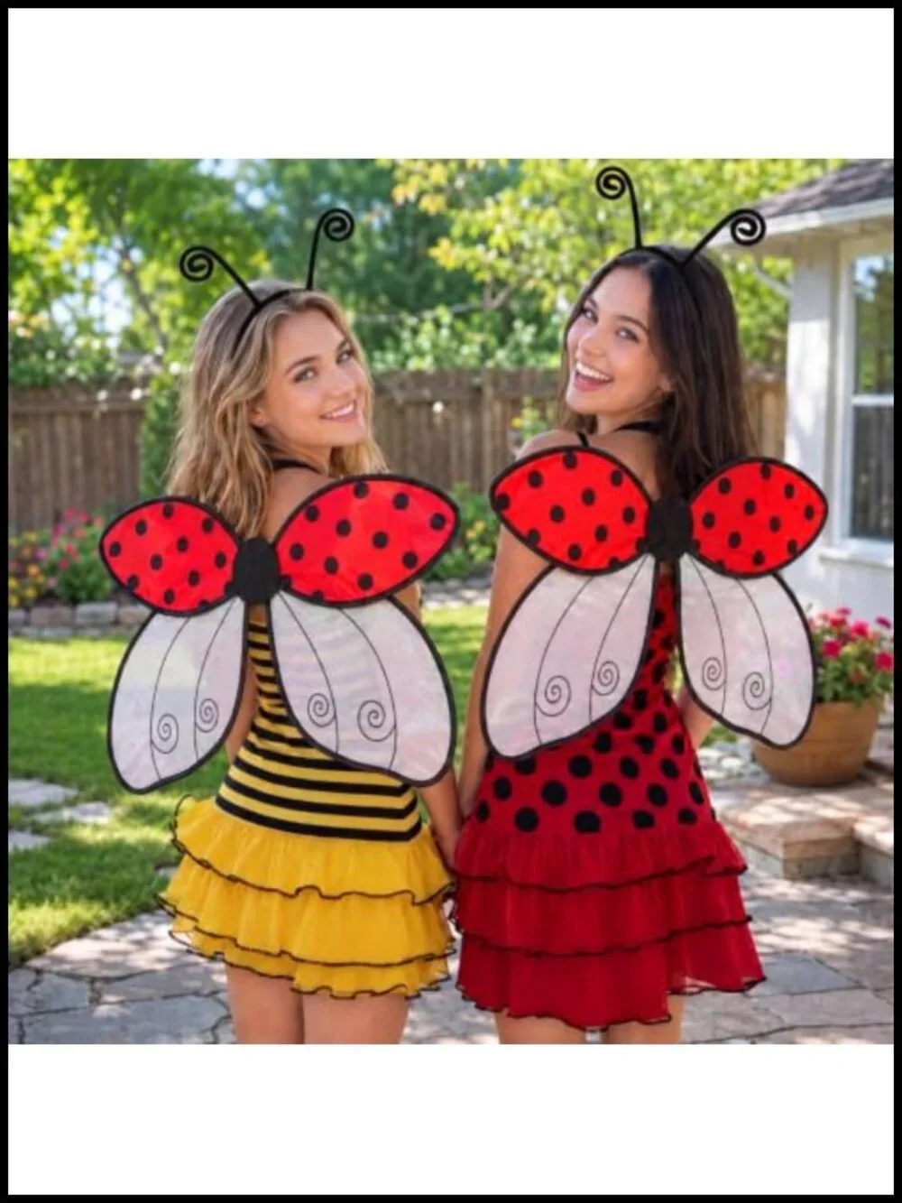 Ladybug Wings Costume Set with Antenna Headband - Halloween Insect Fairy